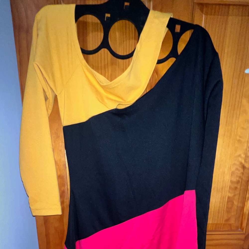 Block Color Maxi Dress One Shoulder Asymmetrical Hem Dress Women Long Dress